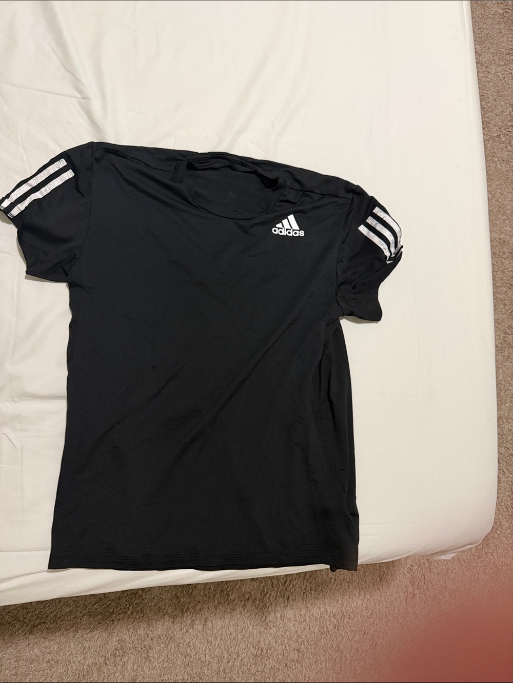 adidas Black Short Sleeve Tee with White Three-Stripes